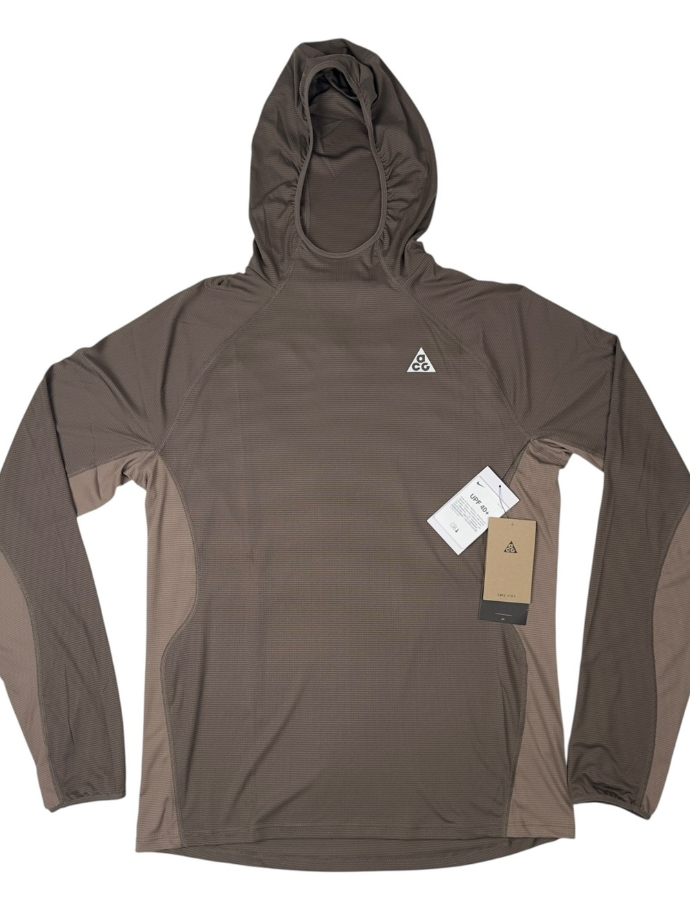 Nike ACG Solar Chase Dri-FIT UVProtection Hooded TrailRunning Top Mens L Brown